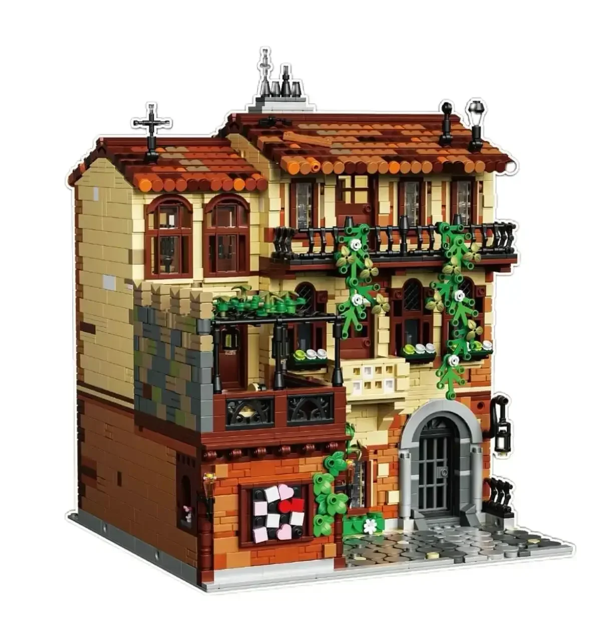 Idea moc arquitetura atrações famosas varanda de blocos de construção julietados modelo de montagem vila casa tijolos brinquedo presentes
