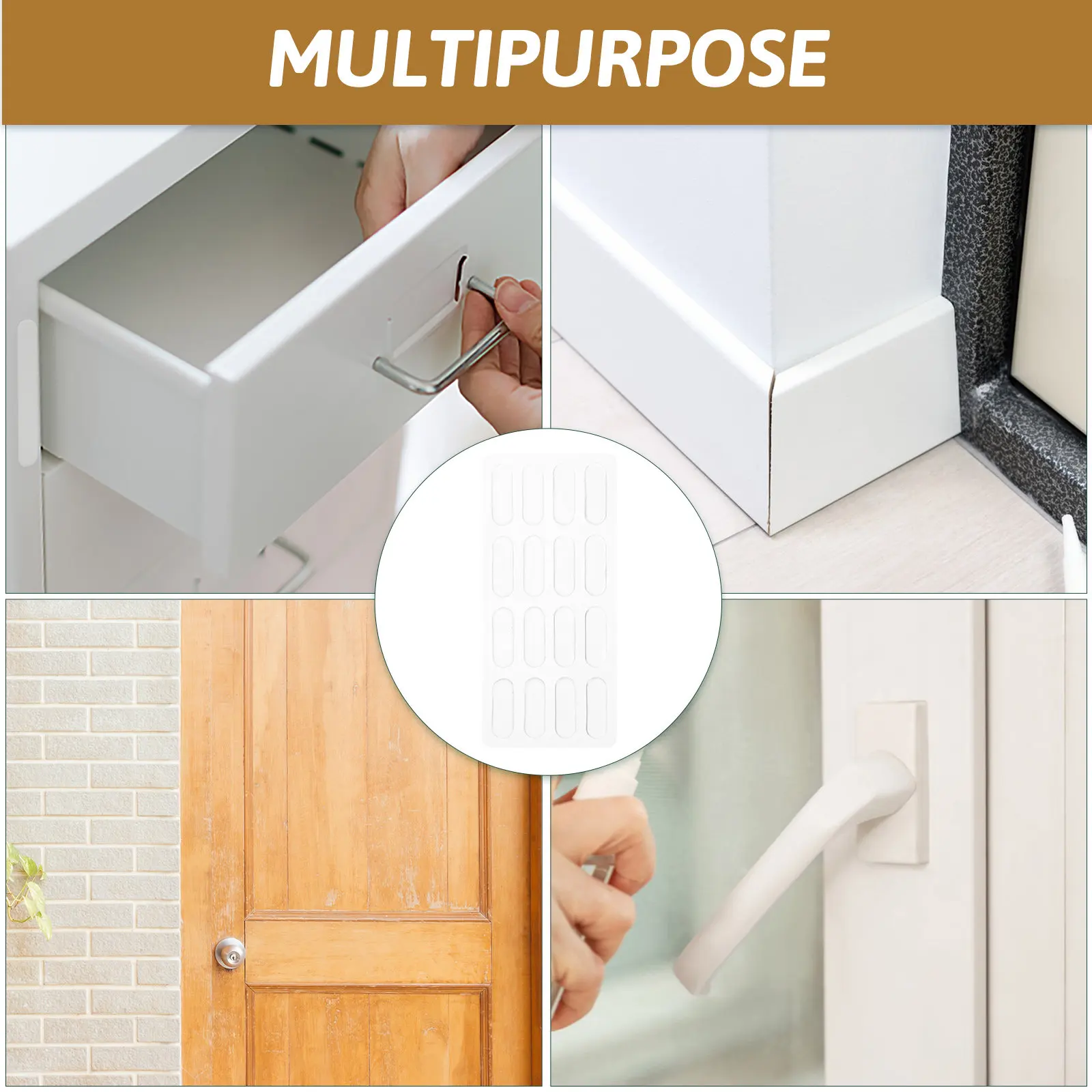 2Pcs Flexible Silicone Cabinet Bumper Strips Drawer Door Table Edge Wall Protector Clear Non-Slip Self-Adhesive Furniture