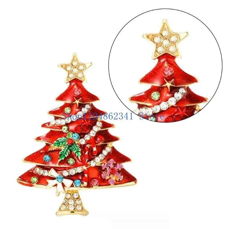 5asd Christmas Brooch Pins Set for Women Girls, Multi-Colored Rhinestones Crystal Christmas Jewelry Gifts Christmas Tree Pins