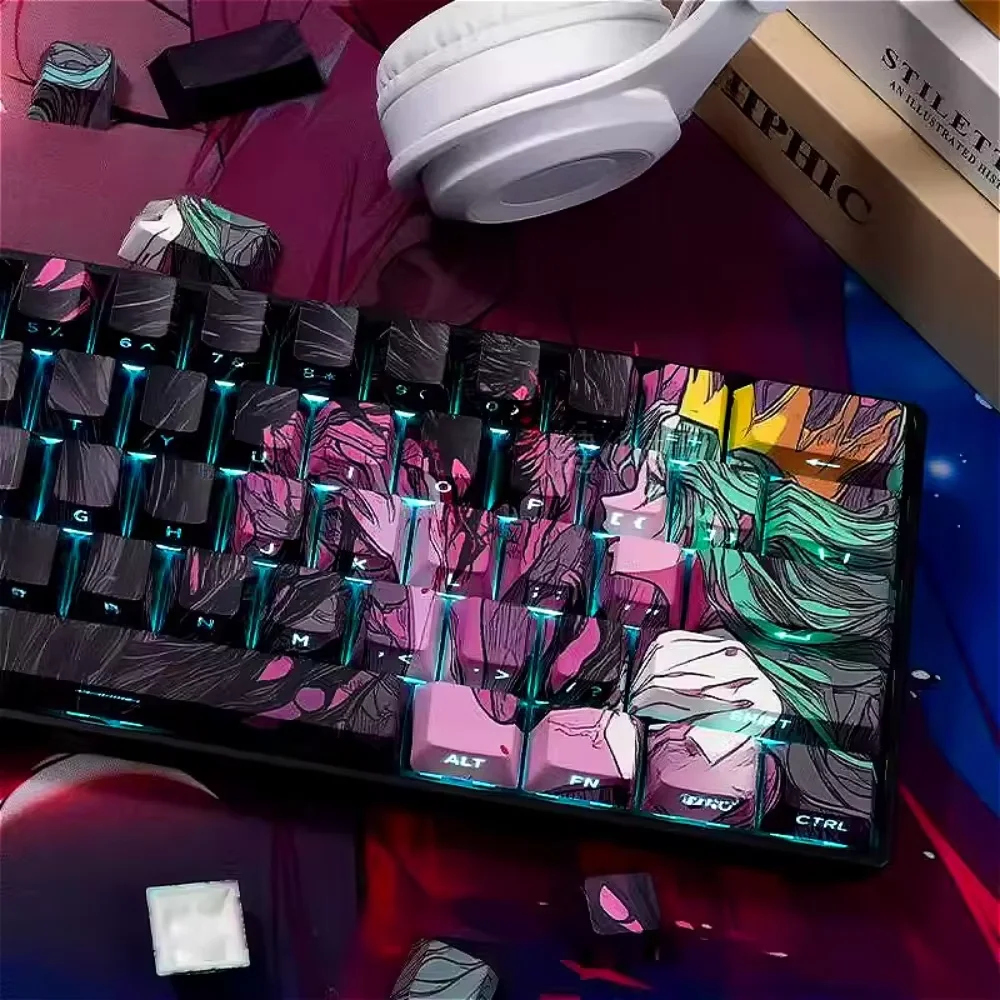 

Magnetic axis mechanical keyboard Customized PBT sublimation keycap side engraved RGB light transmission