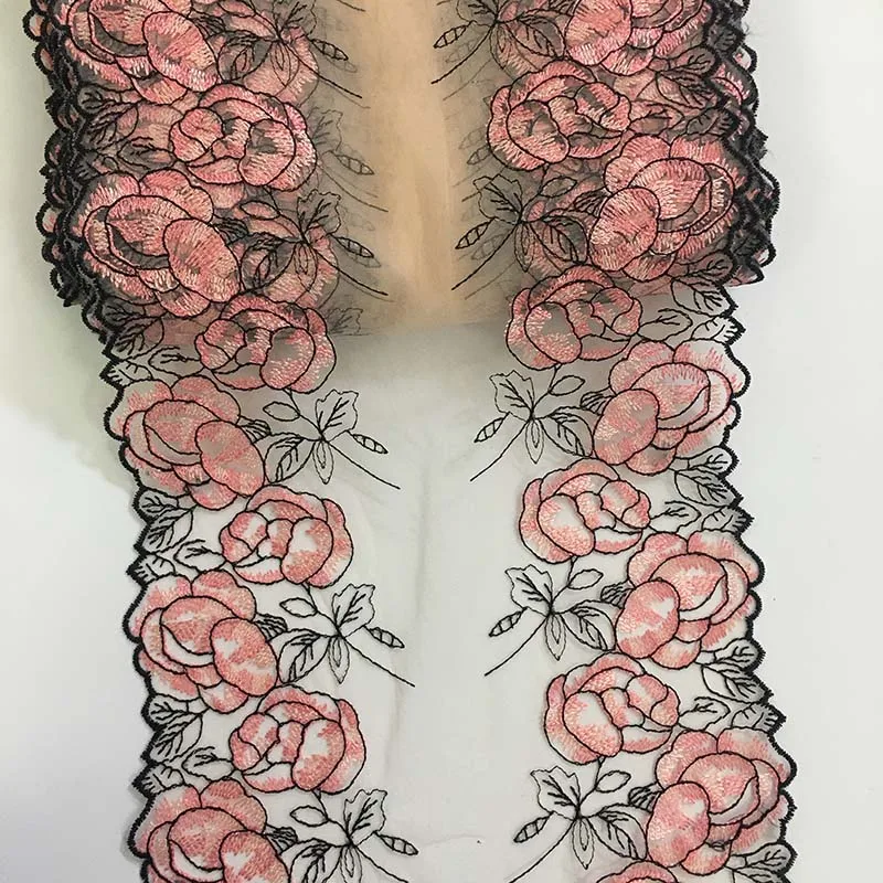 20Yards Two Tones Floral Embroidery Lace Trim Fabric For Sewing Craft DIY Apparel Fabric Wedding Sleeve Lingerie Bikini