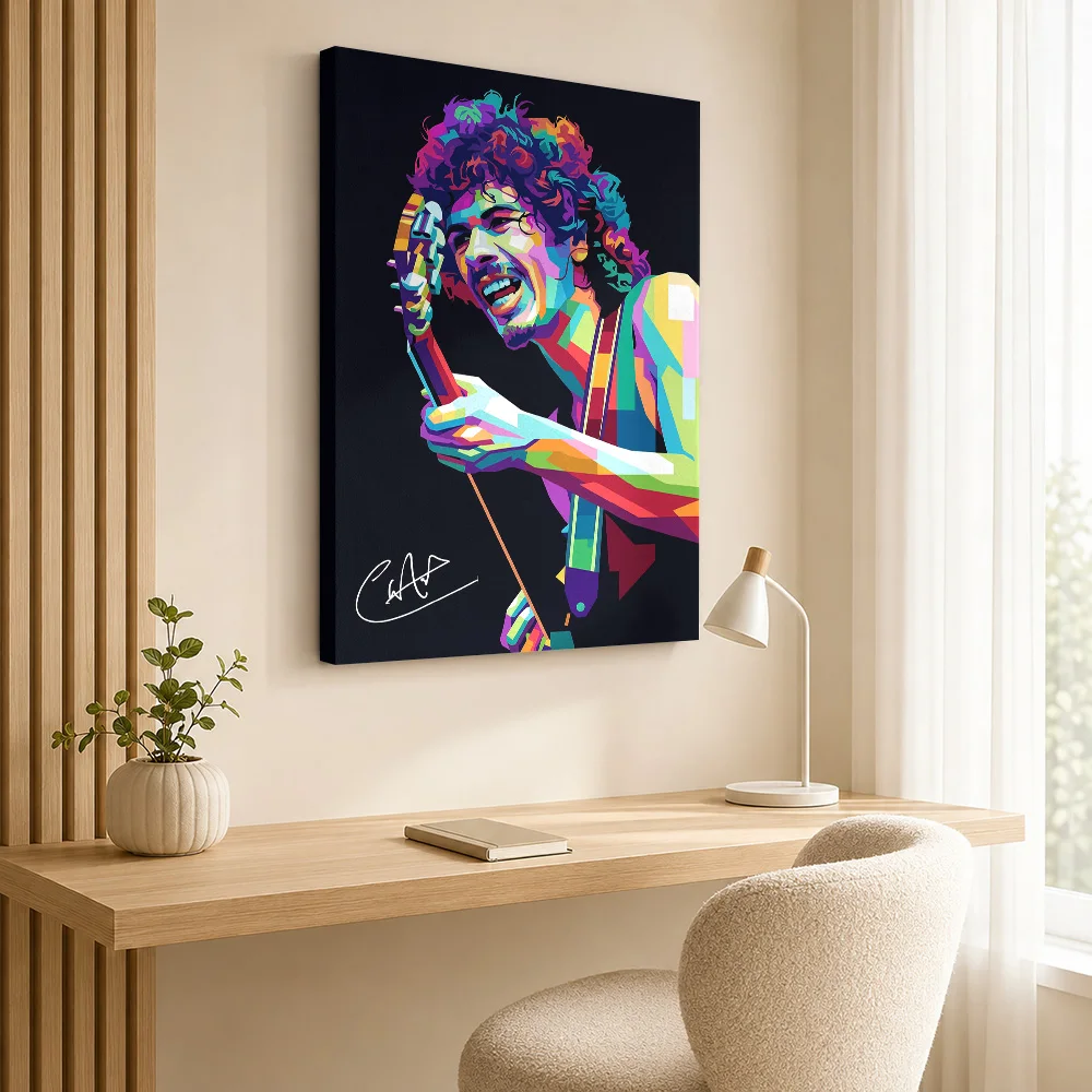 Carlos Santana Pop Art Portrait Framed Canvas Print Poster Customized Retro Music Wall Paintings Decoration for Studio Bedroom