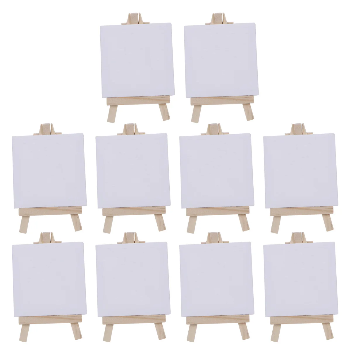 10Pcs Mini Canvas with Easel Wooden Easel for Painting Craft Drawing Decoration Art Activity Hand-Painted Board Set