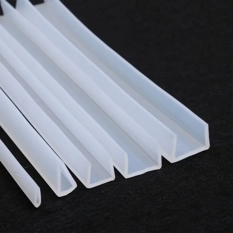 1M Silicone Rubber U Shape Seal Strip Solid Gasket White Soft Window Car Door Shower Frameless Glass Edge Weatherstrip Protect