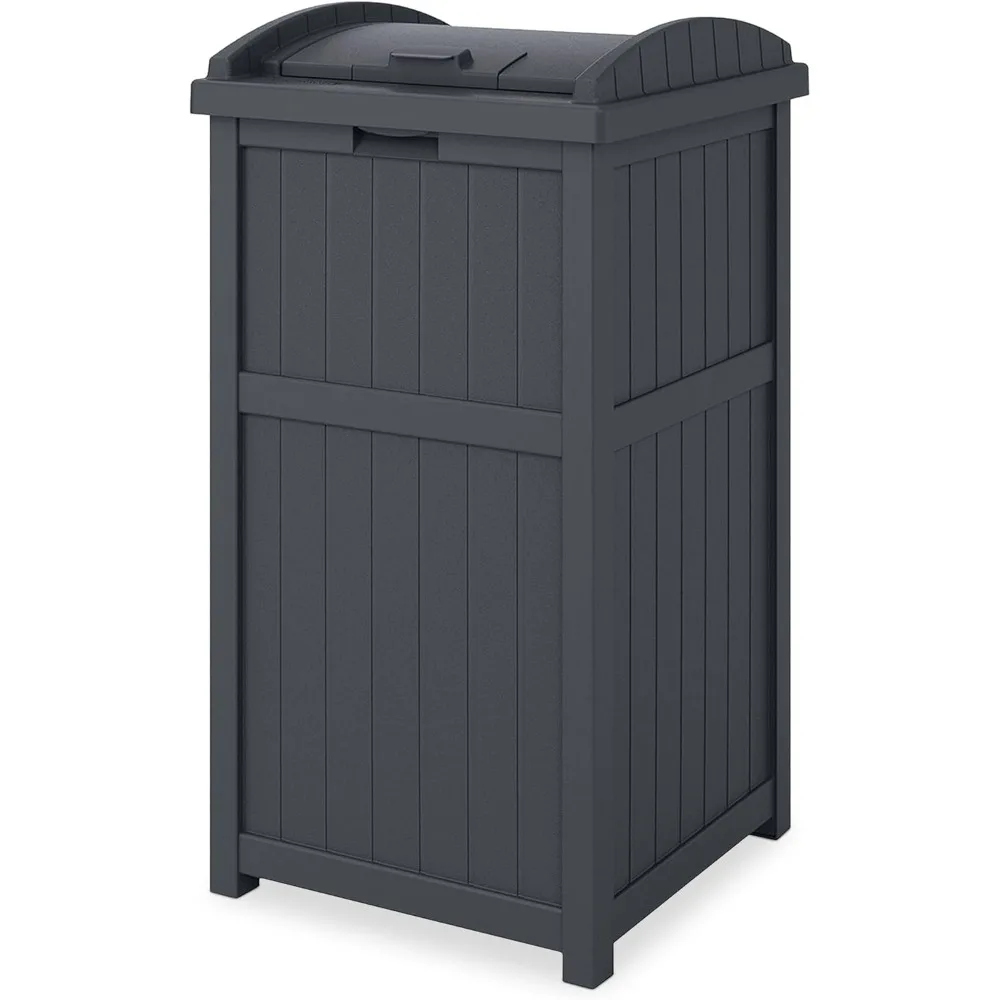 Suncast 30 Gallon Outdoor Trash Hideaway Resin Refuse Container Lid Cyberspace Concealed Waste Storage Patio Backyard Garden