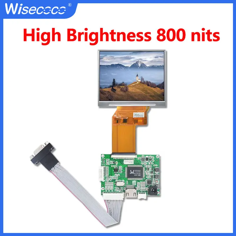 

3.5 Inch High Brighness Tft IPS Screen JT035IPS02-V0 LCD Mudule 640*480 For Game Console 800nits VGA RGB Control Board Wisecoco