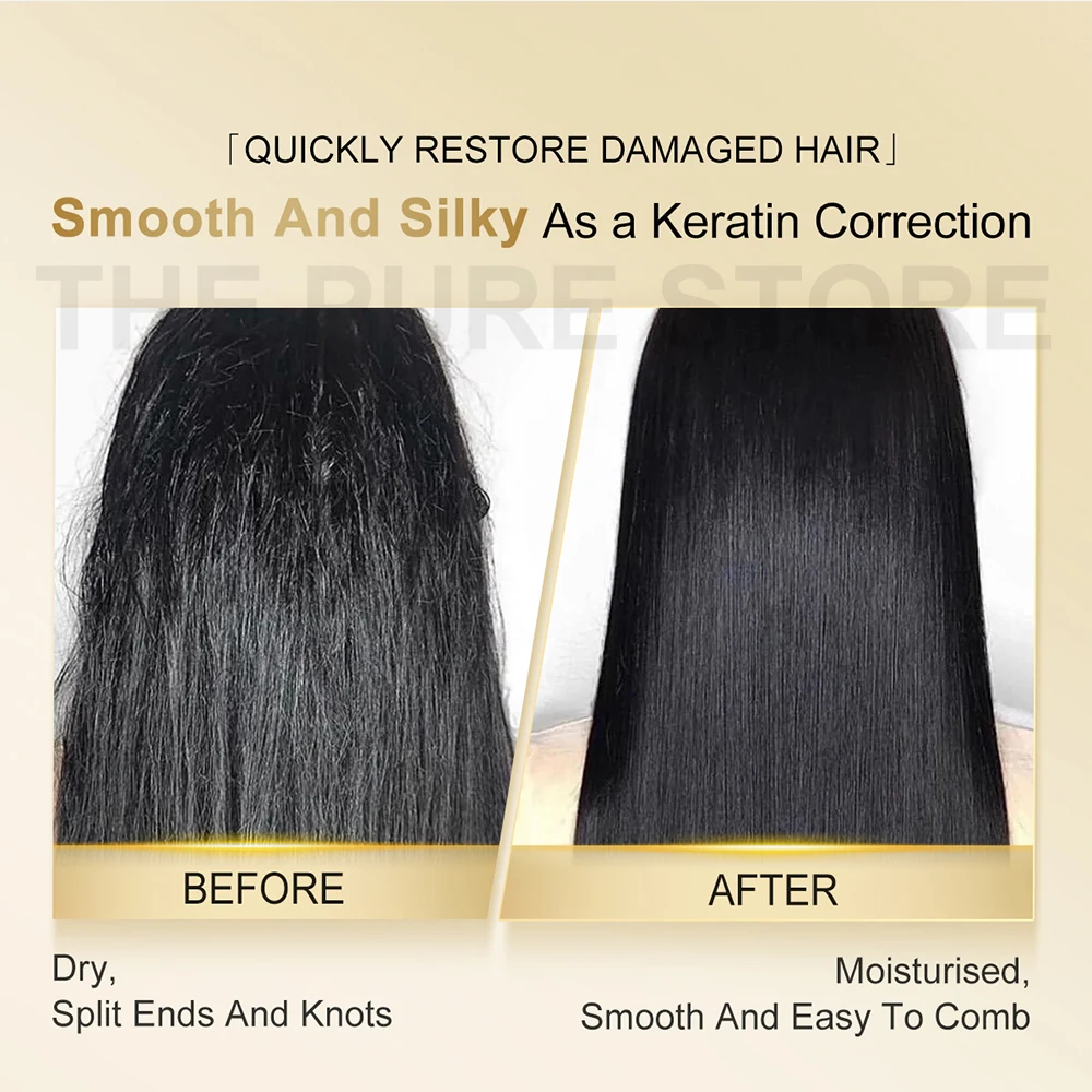 PURC 24K Gold Hair Mask Keratin Repairing Damaged Frizy Hair Smoothing Hair Cream Moisturizing Hair Care 70g