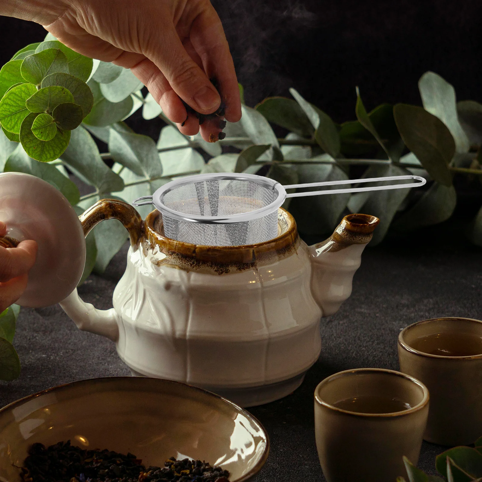 

Stainless Steel Tea Infuser Handle Loose Leaf Tea Strainer Heat Resistant Fine Mesh Steeper Cup Teapot Filter Handle Filter