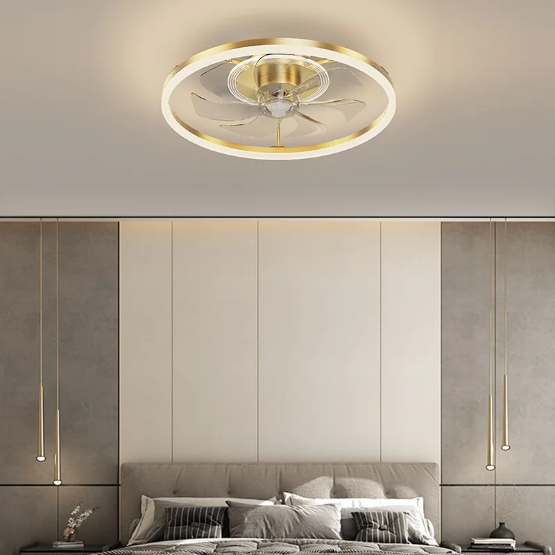 2024New Light Luxury Crystal Fan Light Bedroom Ceiling with Fan Simple Modern Home Room Fan Light 50cm, 36W,remote control