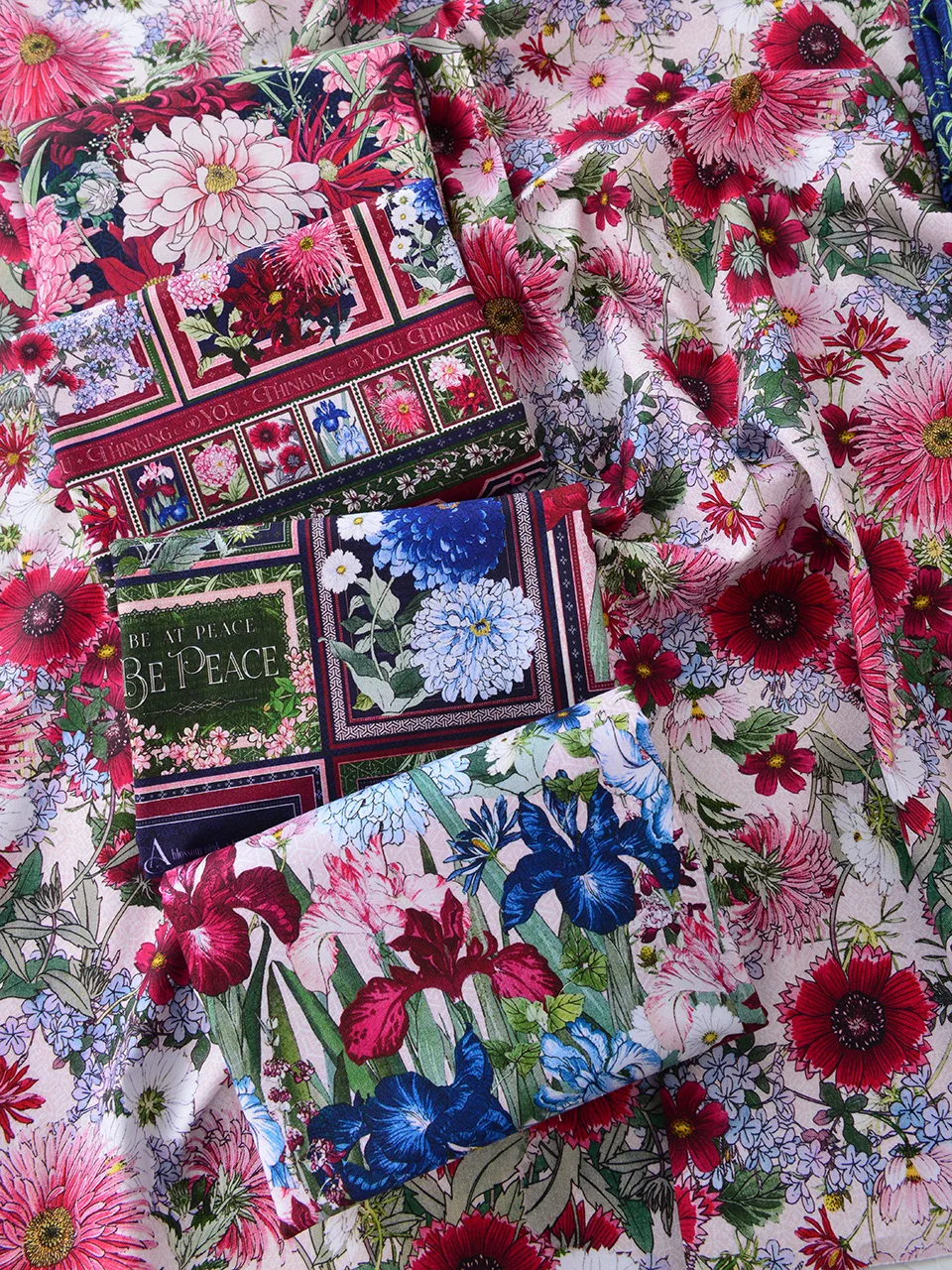 110x50cm DIY Cotton Fabric for Handmade Flower Handbooks, Clothes, and Books. Pure Cotton Fabric Blooms in Your Garden