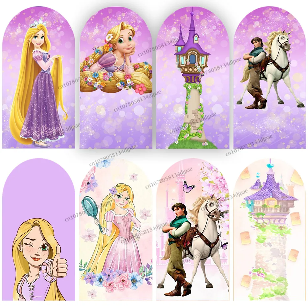 Background Arch Cover Tangled Rapunzel Cute Princess Girl Birthday Party Backdrop Purple Fairytale Photo Studio Banner Supplies