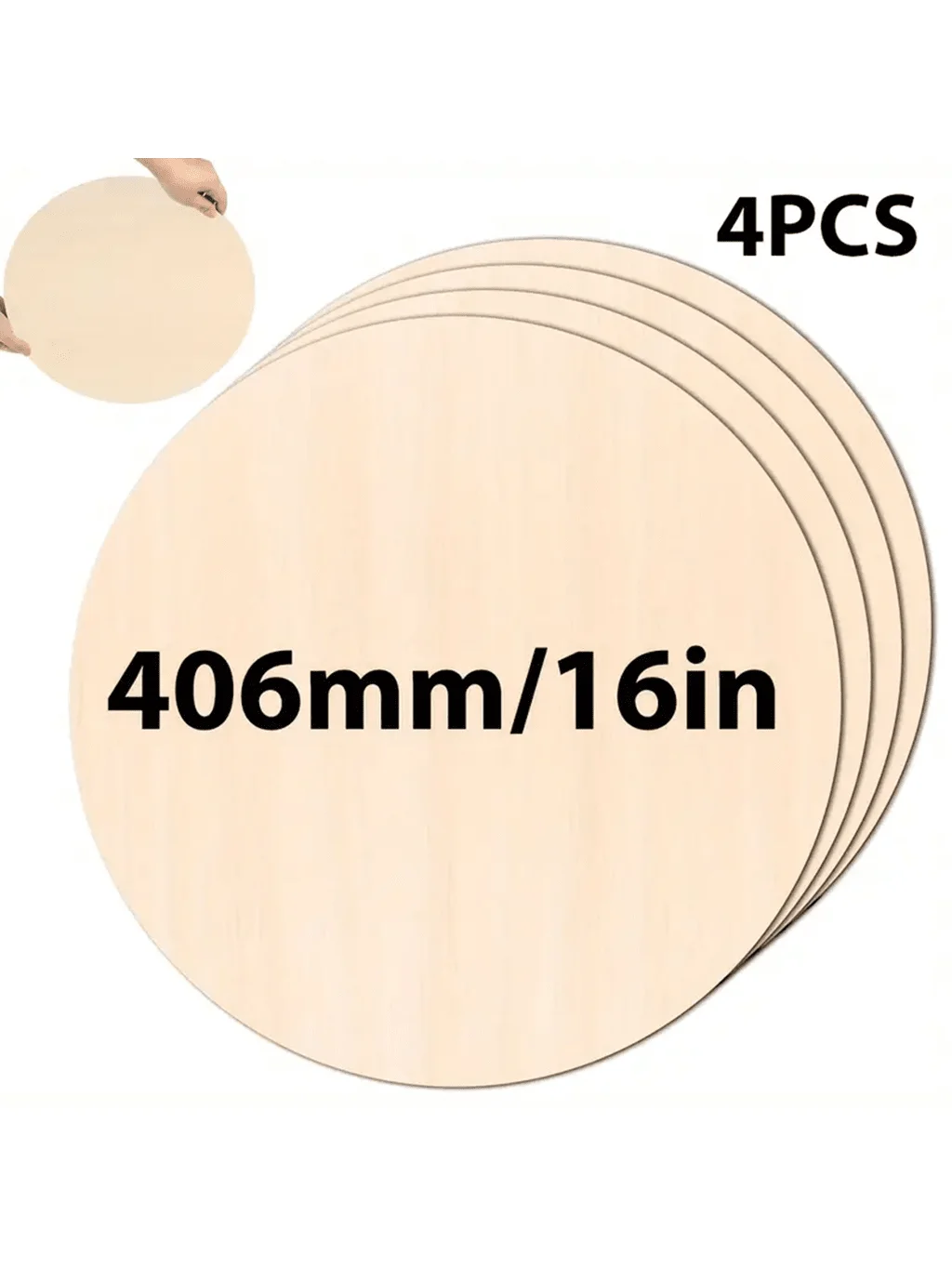 

1/2/4 Piece Set 16 Inch Handmade Wood Round, 3mm Thick - Blank Round Wood Pieces for Painting, DIY Door Hanging and Home Decorat