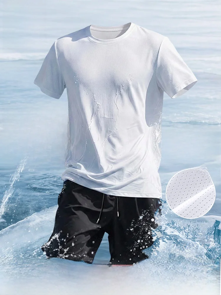 

Jeanswest Men's Sportswear Ice Silk ort Sve Running Fitn Two-Piece Set Summer Breathable Cool Feeling Youth Faion