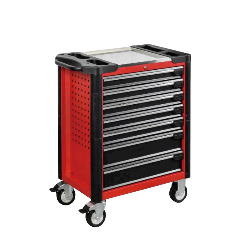 Professional 7 Drawers 336pcs Red Tool Cabinet/Trolley Pegboard Side Door 300kg Load Capacity For Garage Storage Auto Repair
