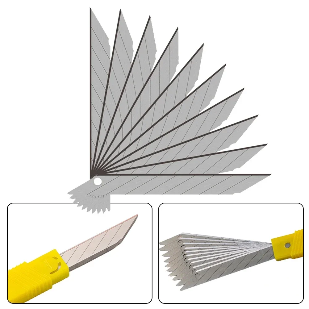 10pcs 30 Degree Angle Utility Blades Art Cutter For Art Cutting Carving Breakable Blade Body 9 Blade Heads Paper Cutting Tools