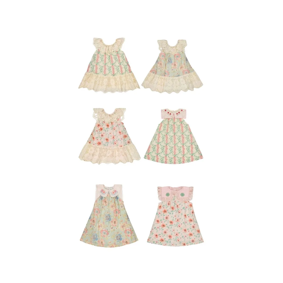 

Girls Dress 2026SS BA Country Style Girl's Dress with Heavy Embroidery Flowers and Frayed Hem Princess Dress