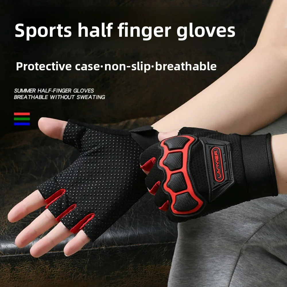 Summer Fingerless Cycling Gloves-Breathable Anti-Slip Wear-Resistant Gloves for Gym Training Motorcycle Riding&Crash Protection