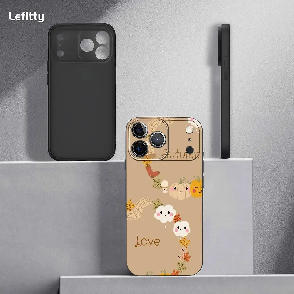 الخريف يترك اليقطين قضية الهاتف آيفون 17 16 15 14 13 برو ماكس زائد البسيطة متجمد لينة حالة فوندا للصدمات #4