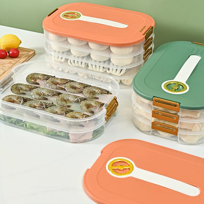 

Multilayer Dumpling Box Household Food Egg Frozen Storage Case Quick Freezing Chaos Wonton Organizers Fresh-keeping Freezing Box