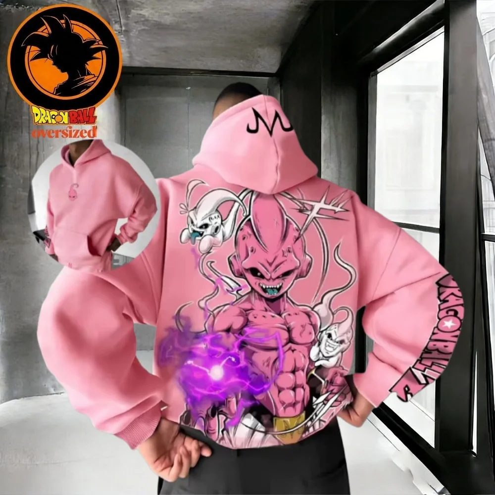 2026 Winter Dragon Ball Retro High-quality Cotton Hoodies Men's Oversized Magic Buou Printed Unisex Children's Casual Coat