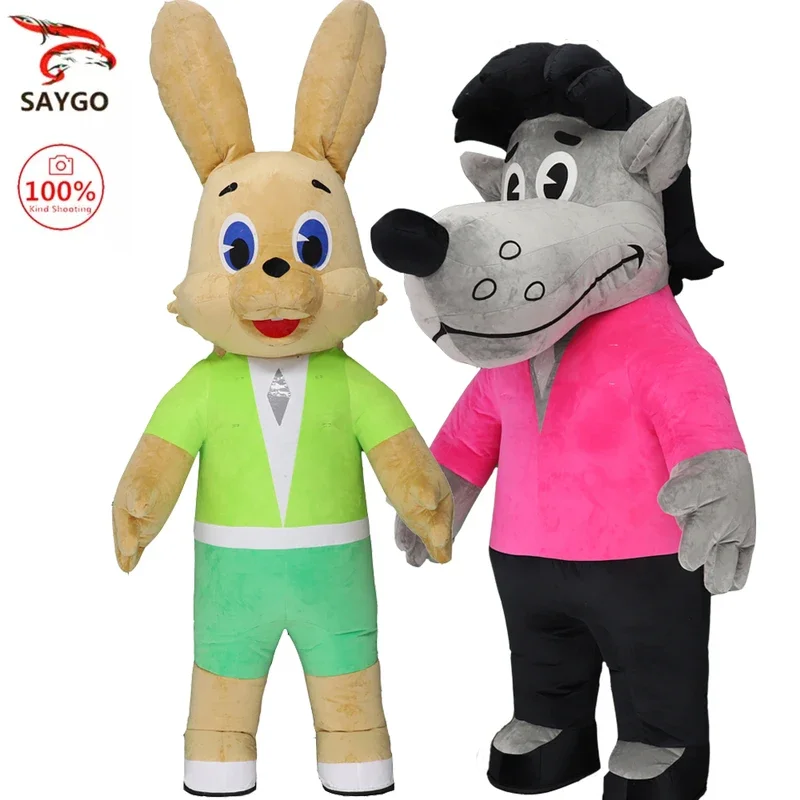 SAYGO  Inflatable Rabbit Wolf Costume Mascot Masquerade Party Cute Rabbit Russian Caroon Costume Holiday Cosplay Mascot Costume