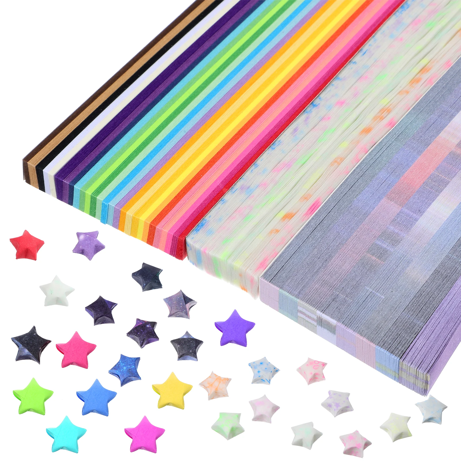 

1290Pcs Origami Star Paper Strips Glow Dark Sturdy Easy Fold Paper for DIY Crafts Decorations Origami Star Papers