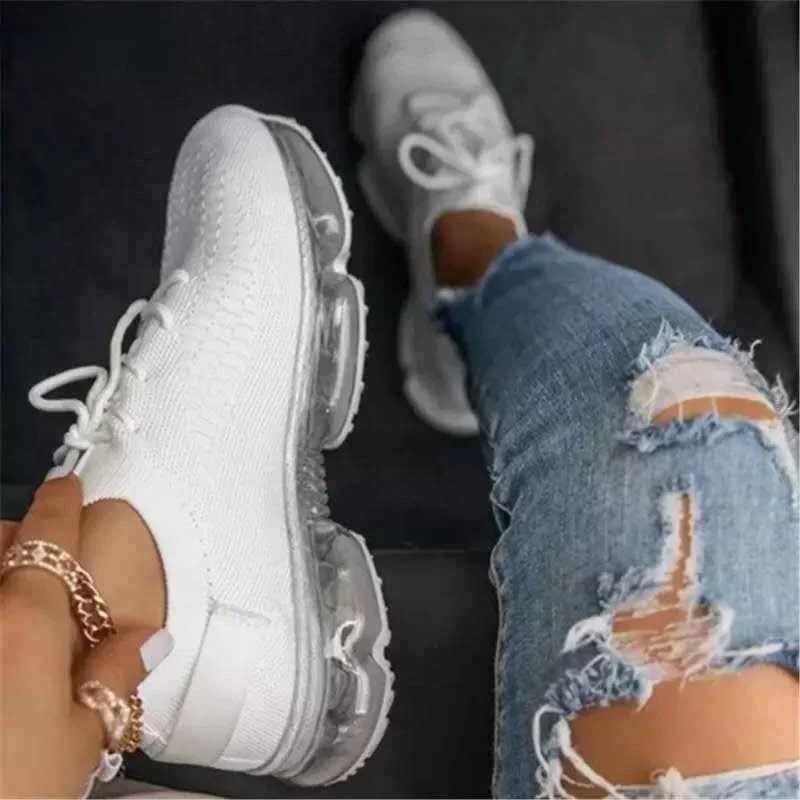 Women\'s Sports Shoes Fashion Trend 2023 New Stretch Fabric Ladies Breathable Casual Basketball Shoes 43 Large Size Sports Shoes