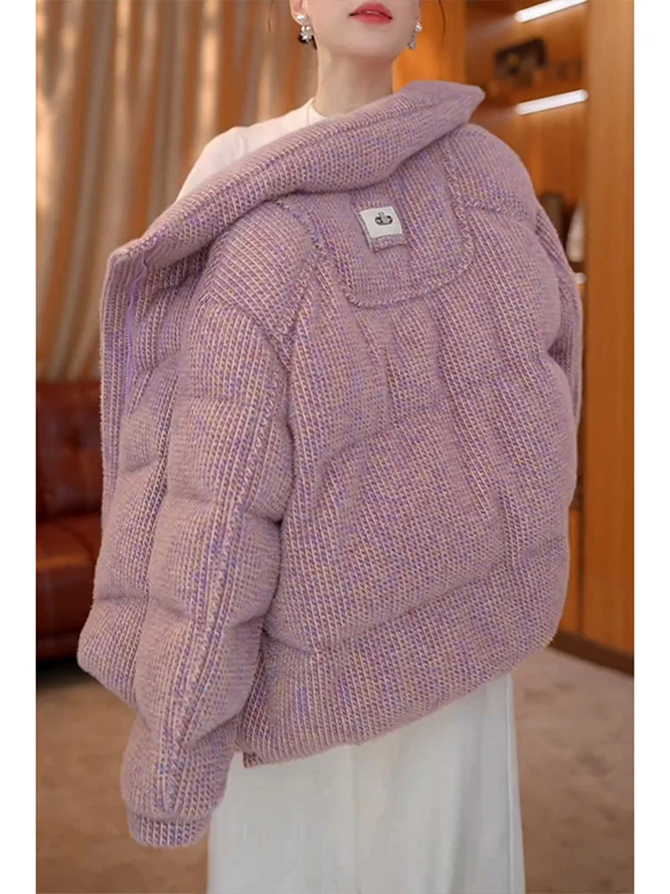 

Unique Lav ort Thiened Stand Collar down Cotton Jaet Women's Winter Warm Bread Sle Coat Korean Loose Fit Sle