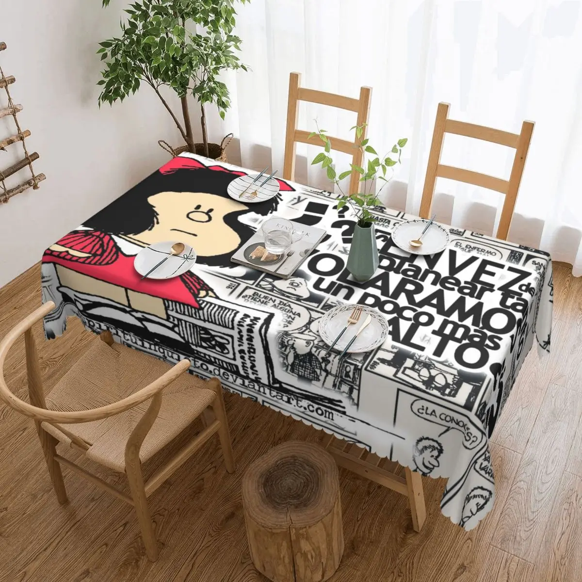 Rectangular Mafalda Cartoon Table Cloth Waterproof Tablecloth Outdoor 45\