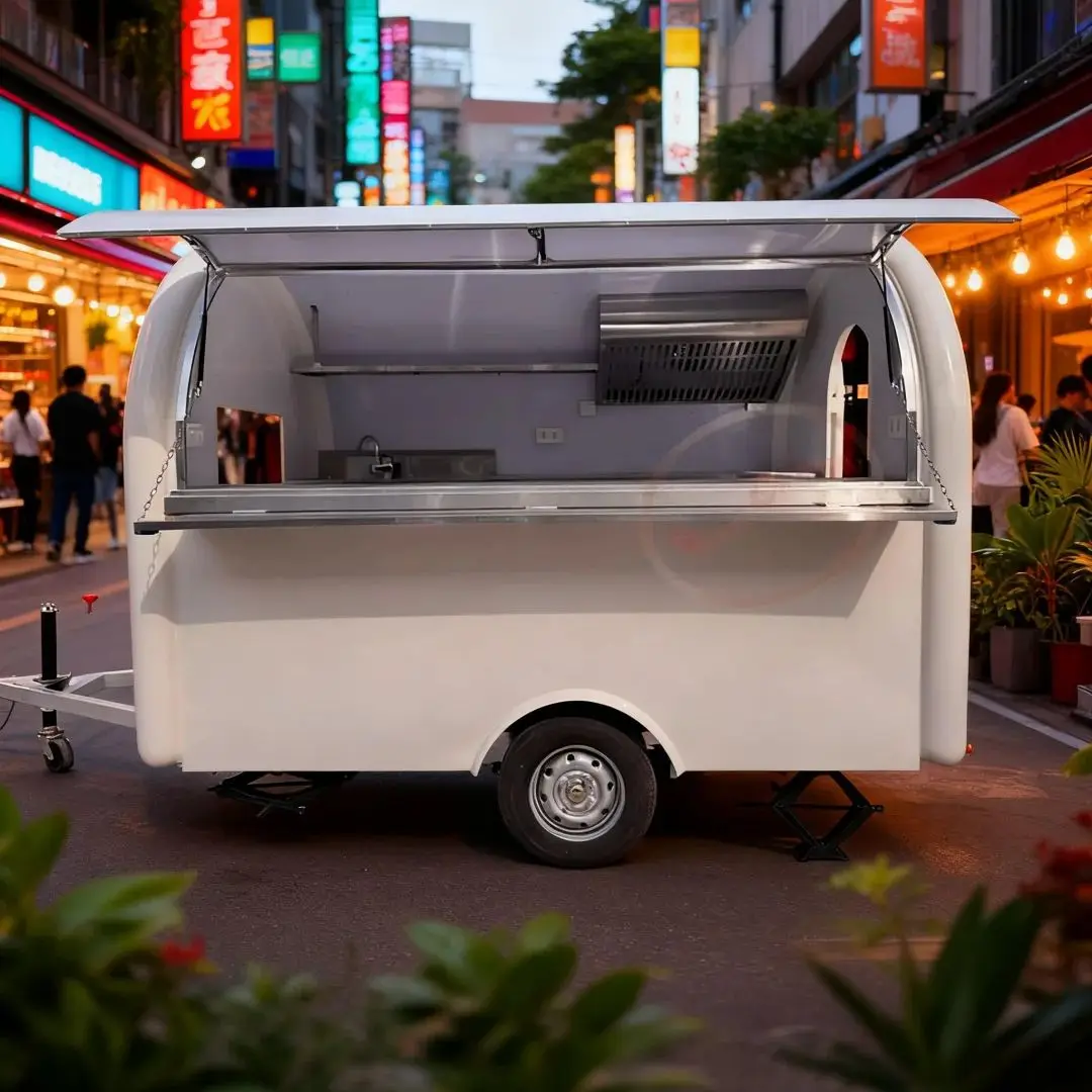 Round Outdoor Food Trailer for Campsite Portable Mobile Dining Cart Compact Food Vending Equipment