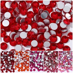 Diamantes de imitación de cristal de la serie all red, tamaño ss3-ss30, no fijación en caliente, Strass plano, costura y tela, decoración artística para uñas