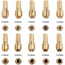 10pcs Collet Bit Drill Brass Chuck Set 0.5 0.8 1.0 1.2 1.5 1.8 2 2.4 3 3.2mm For Dremel Rotary Tools 4.2/4.8mm Shank Drill Chuck