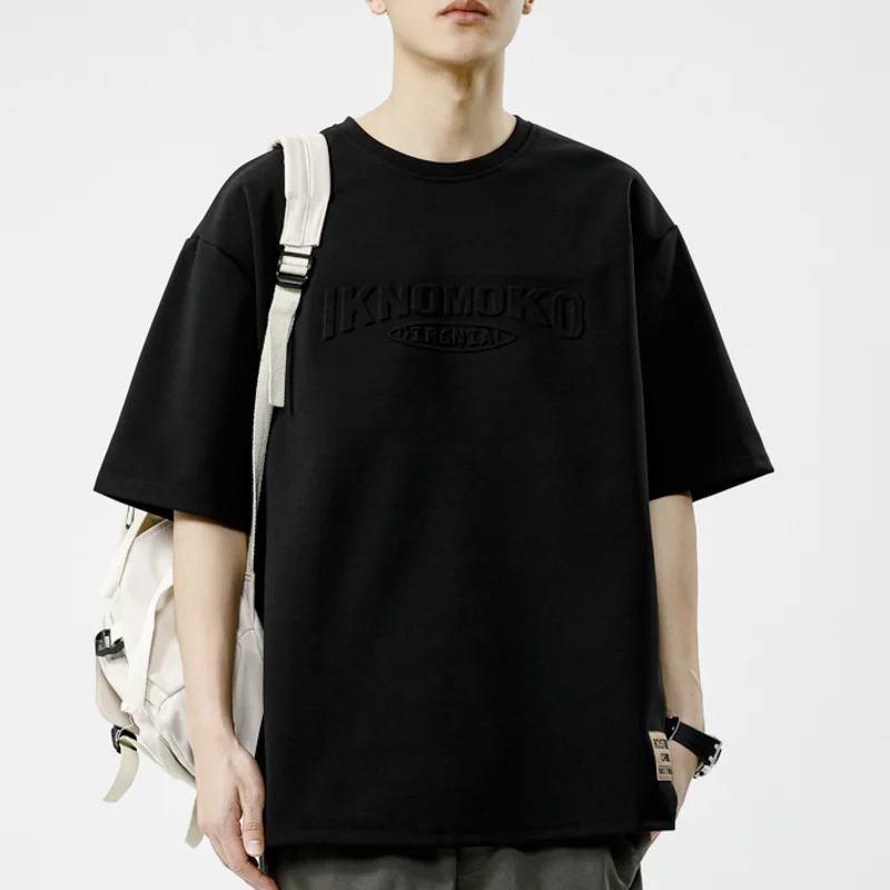 Summer Men's T-Shirt Retro Street Trendy Men's Loose Hip Hop Short Sleeve Casual Print Mens Streetwear Top Tees Fashion Male Top image 4