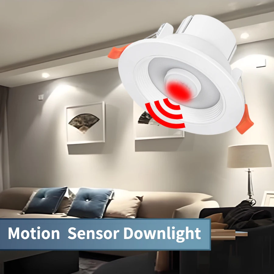 Lampu LED Downlight, PIR Sensor gerak 85-265V 5W 10W 15W 20W LED tersembunyi cahaya langit-langit untuk pintu masuk lorong tangga garasi