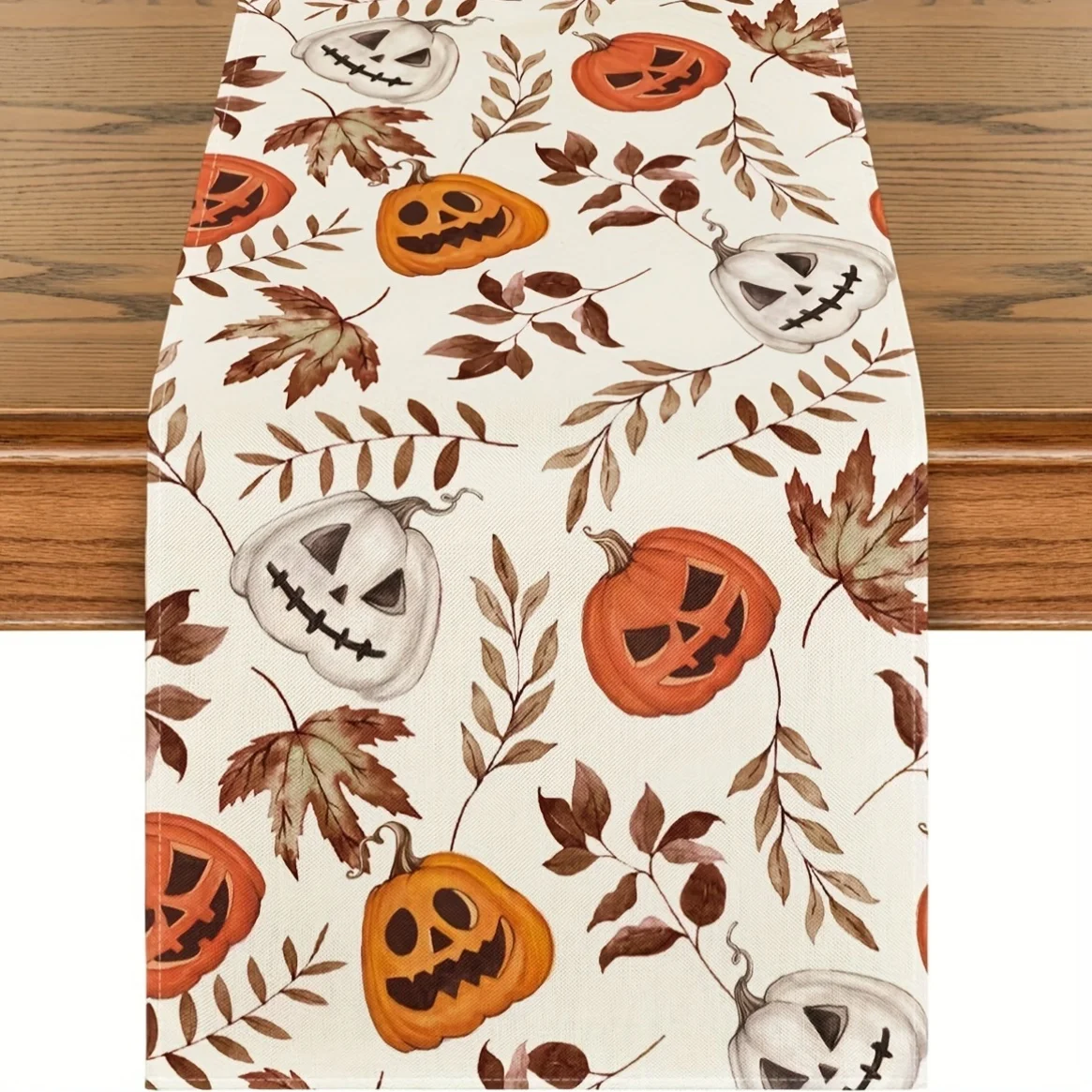 Halloween Thanksgiving Tischläufer Kürbislaterne Blattdesign geeignet für Feiertagstischdekoration geeignet für Familienfeiern