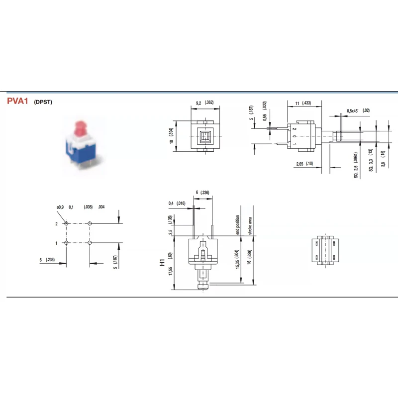 1 Stück/Los 100% deutsches PVA1 PVA1EEH11.2NV2 ﻿ Selbstverriegelnder 4-Pin-Schalter mit Verriegelungstaste, Stromversorgung, Mikroinstrument, direktes Einsetzen – Detail 2