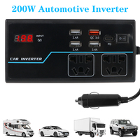 DC 12V/24V to AC 110V/220V Converter USB/PD/Type-C Chargers 200W Car Inverter 8 Ports Sockets Overload Protection Power Adapter