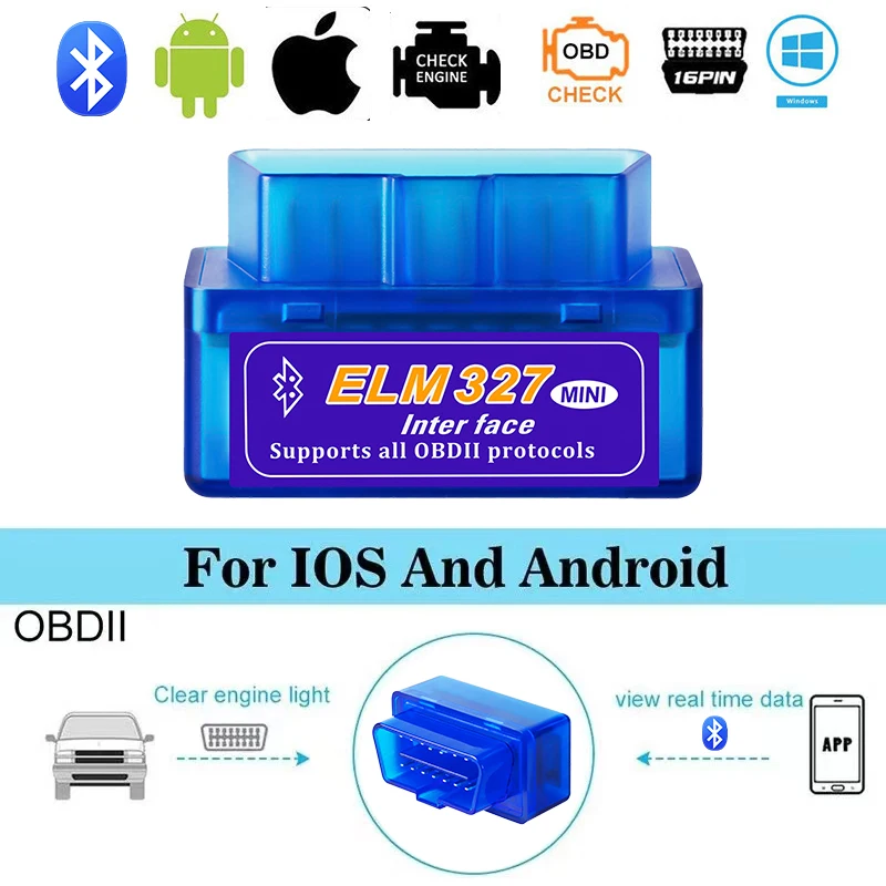 미니 ELM327 V2.1 OBD2 스캐너, 코드 리더, 블루투스 자동차 진단 도구, 안드로이드 및 IOS 자동차 오류 감지기 