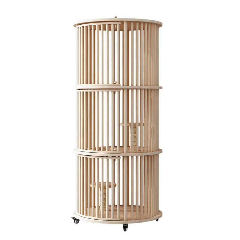 

Round solid wood cat cage, cat cage, household indoor cat house