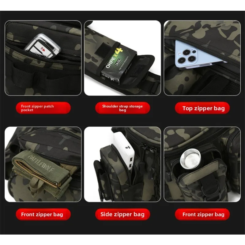 Men Fishing Tackle Bag Single Shoulder Crossbody Tactical Bags Waist Pack Fish Lures Gear Utility Storage Fishing Box Chest Bag