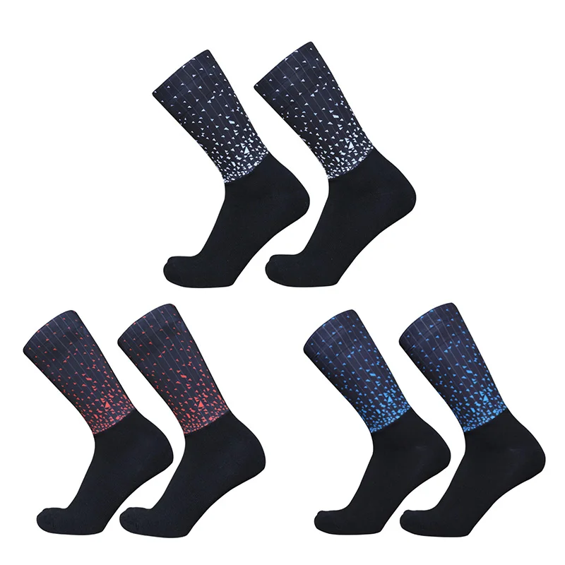 

Gel Bike New Gradient Spot Silica Anti Slip Seamless Cycling Socks Men Integral Moulding High-tech Road Calcetines Ciclismo