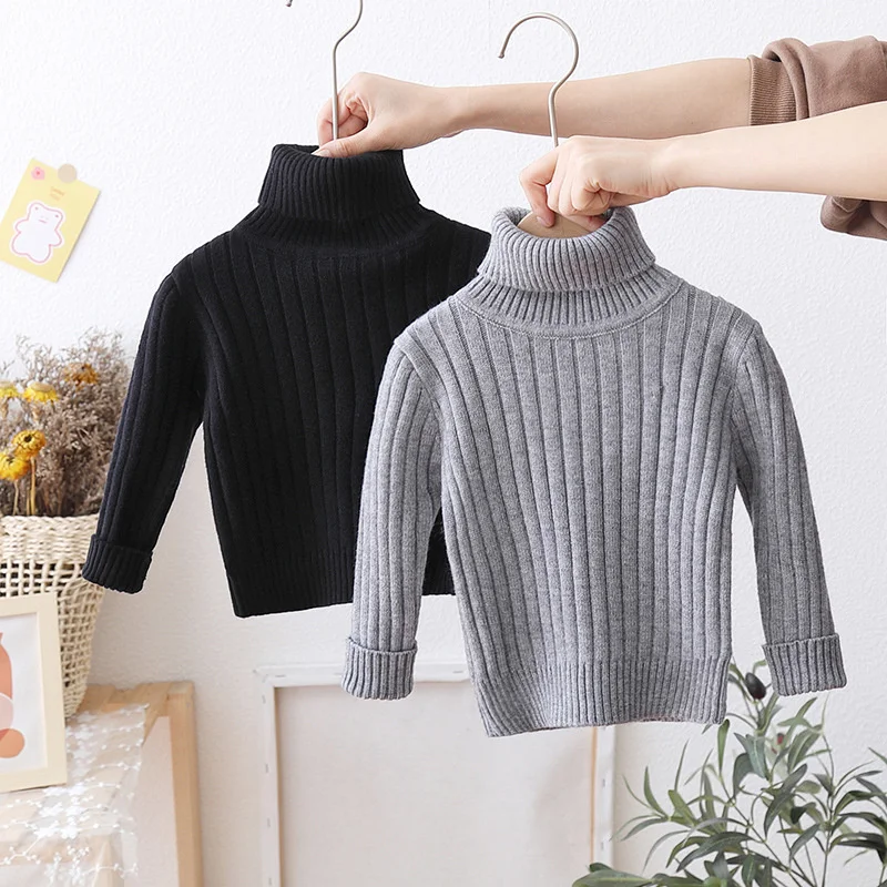 1-5Years Winter Kids Clothes For Girls Knit Sweater Turtleneck Children\'s Pullover Sweaters Casual Baby Girls Clothing 2023 New