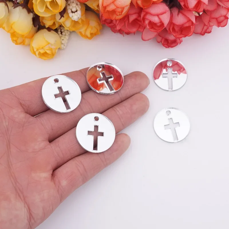Acryl Spiegel Kleine Runde Kreuz Tags Baby Dusche Tisch Dekor Taufe Einladungen Karten Party Gast Geschenk Taufe Dekor – Detail 3