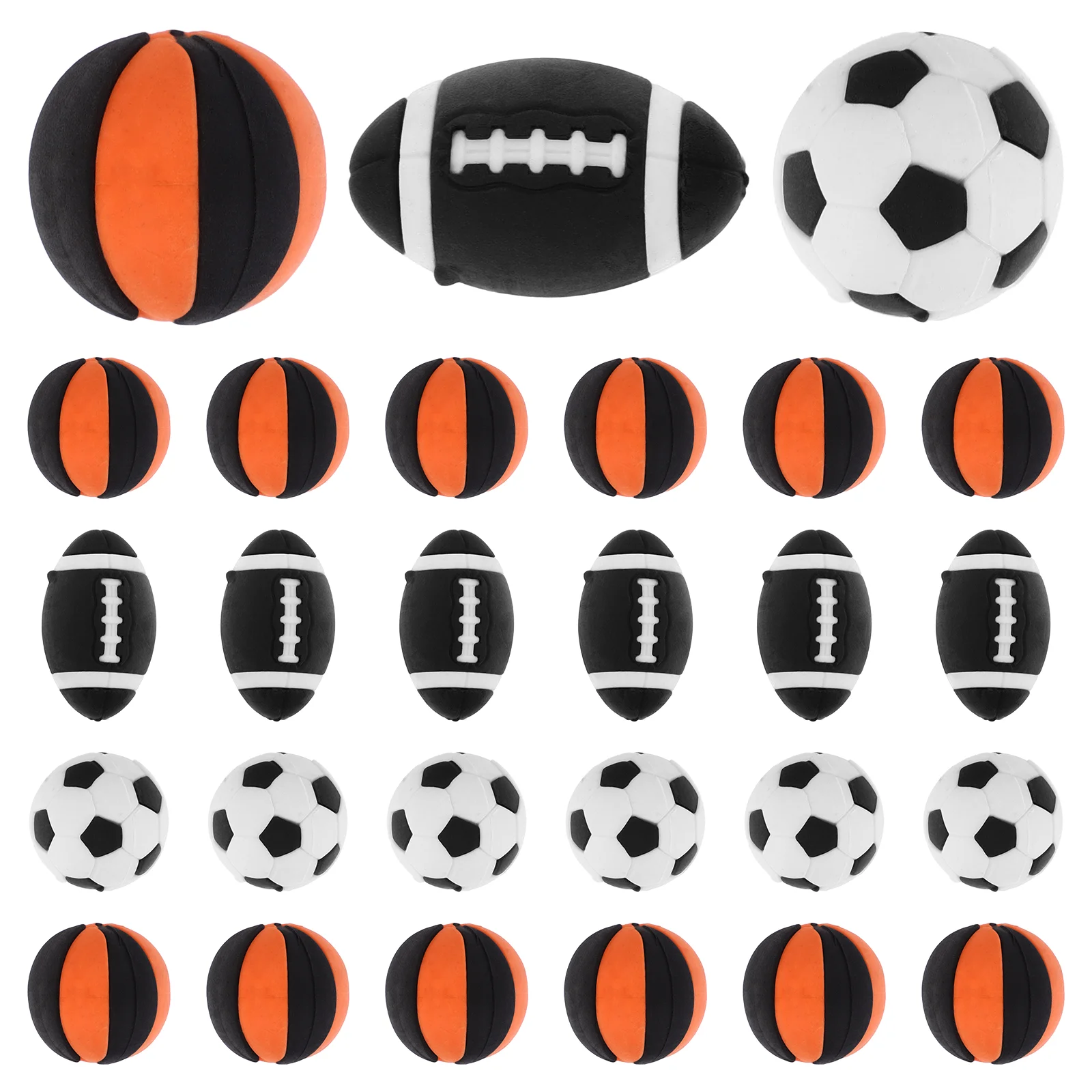 

25 Pcs Simulation Ball Small Pencil Eraser Soccer Football Decorative Children Cartoon Erasers Rugby