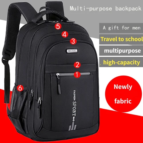 Imagen 1 del producto Mochila unisex de gran capacidad, bolsa para portátil de viaje de negocios, diseño con múltiples compartimentos, correas ajustables, ideal para el trabajo y el ocio