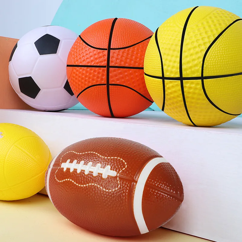 3pcs/set 12cm Stress Ball Squishy Toy PU High Rebound Basketball Football Sensory Toys for Special Needs Stress Reliever Toys