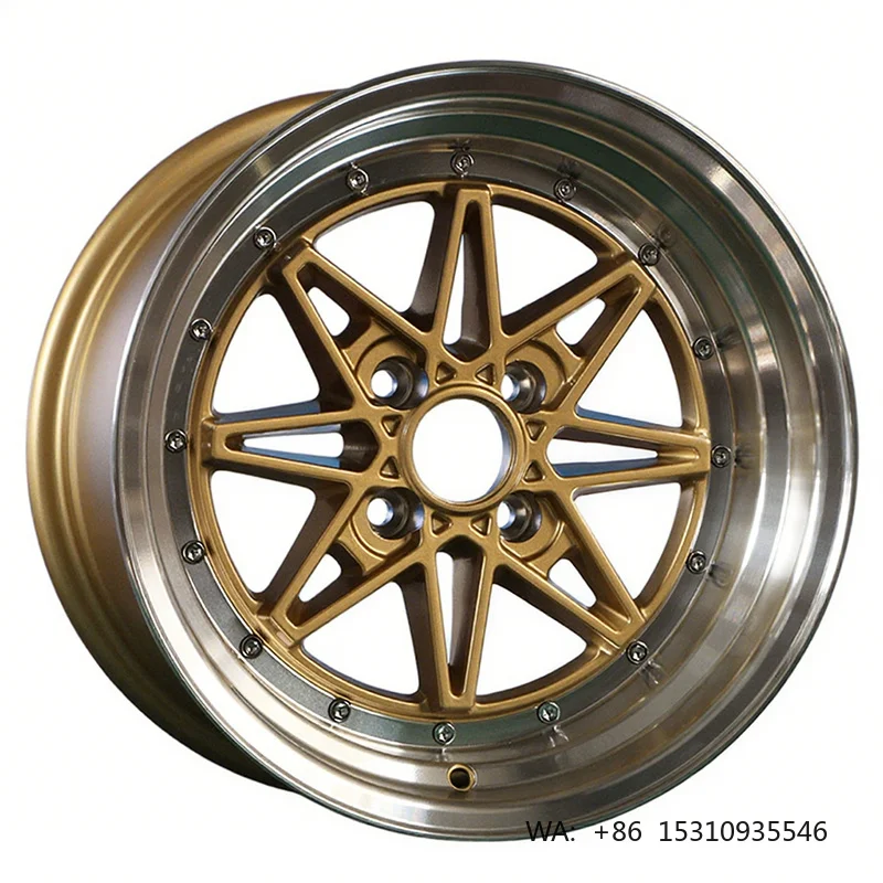 Bronze deep dish rivet alloy rim PCD100 retro passenger car street racing aftermarket modification wheel