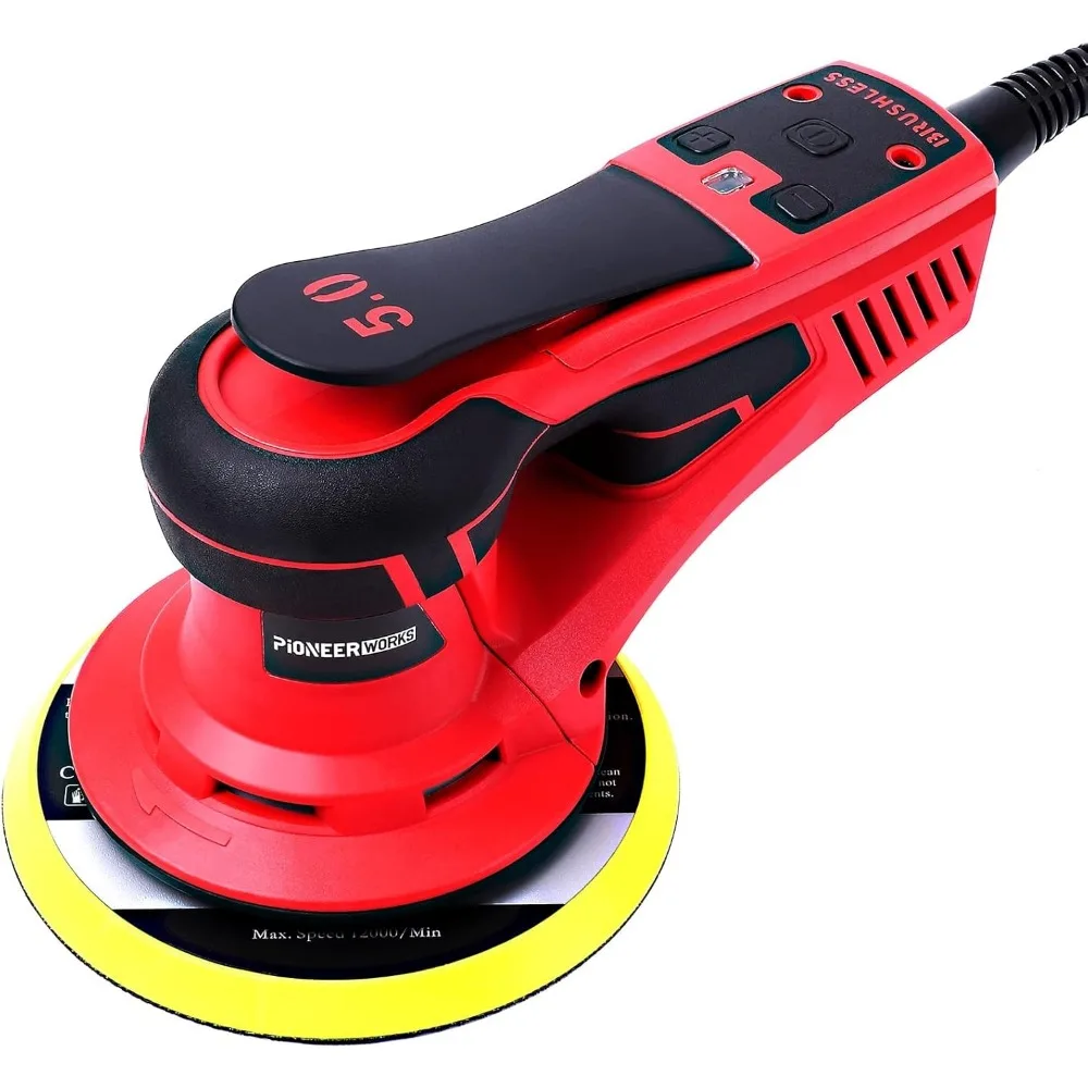 

Electric Random Orbital Sander, Brushless Motor,Powerful 350W & Low Vibration Palm Sander,10000 RPM Variable Speed,6-Inch For Wo