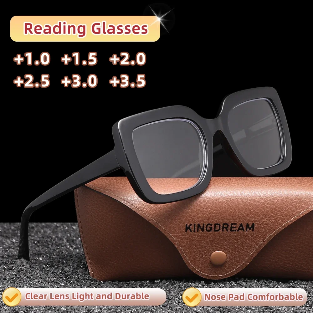 KINGDREAM نظارات للقراءة إطار كبير للرجال النساء طول النظر الشيخوخي نظارات القارئ + 1.0 + 1.5 + 2.0 + 2.5 + 3.0 + 3.5