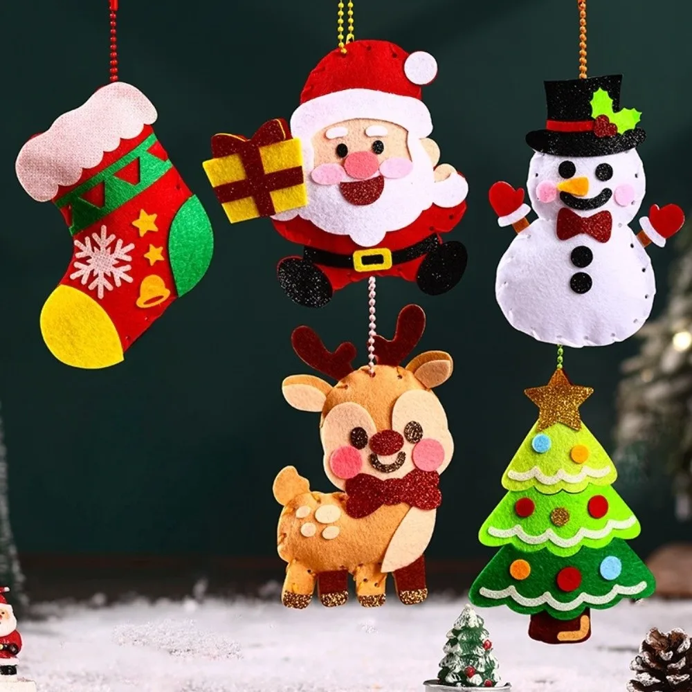 Santa Claus DIY Christmas Pendant Christmas Tree Elk Xmas Non-Woven Charms Christmas Stocking Snowman Christmas Party